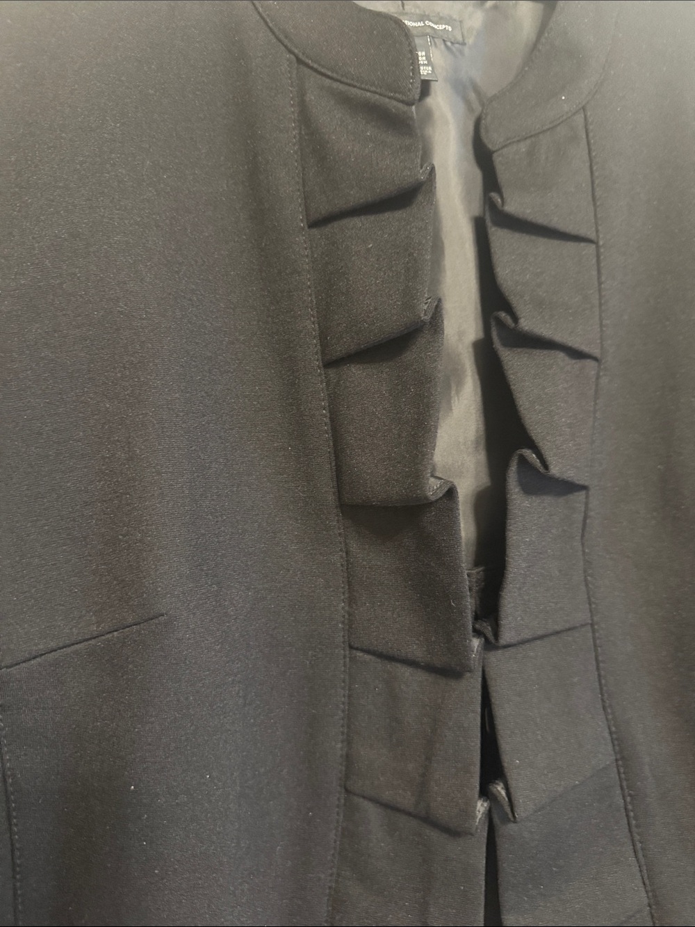 INC International Concepts Black Ruffle-Front Blazer - Picture 3 of 5